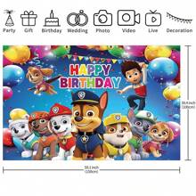Paw Patrol Authorize 1PC Paw Patrol Cartoon Theme Birthday Party Decoration Hanging Cloth Wall Decoration 210 * 150/150 * 100/100 * 75CM Colorful Balloons Banner Ryder Archie Maomao Tiantian Zhuzhu Puppy Flash Wall Decoration Theme Birthday Party Background Cloth Banner Photo Booth Photo Decoration Background Cloth Studio Live Venue Decoration Party Supplies
