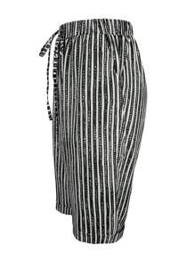 Women's Fashionable Summer Striped Print Drawstring Pocket Casual Shorts