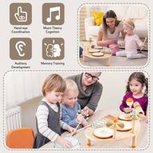 vanplay Set di batteria giocattolo per bambini dai 3 anni in su, giocattolo di batteria in legno 9 in 1, strumento musicale, giocattolo Montessori, regalo per bambini e bambine dai 3 anni in su