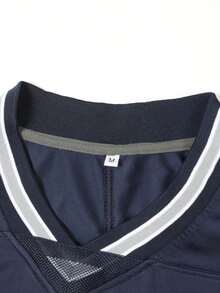 Plus Size Men's #88 Navy Blue Soccer Jersey Shirt, English Letter Embroidered Loose Breathable Short Sleeve Pullover Tee For Casual Streetwear, Party, Sports, Jogging - Navy Blue - View 3