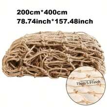 [天然黄麻网] 天然黄麻绳网，1 件复古风格亚麻网，适用于攀缘植物和豆类，花园装饰围栏网，露台装饰，无需电力 - 彩色 - 查看 13