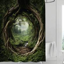 1pc Printed Waterproof Shower Curtain, With 12 Plastic Hooks, Machine Washable, Bathroom Partition, Bathtub Curtain, Bathroom Decor Window Curtain Back To School