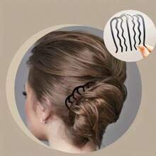 6-Piece Plastic Hair Comb Set - U-Shaped Hair Fork With Teeth For Bun Styling - Retro-Style Hair Accessories, Suitable For Women With Curly Or Normal Hair - Scent-Free, Suitable For Ages 14 And Above - Black Hairpin Rods, Suitable For Classic Hairstyles