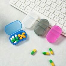Mini Portapillole in plastica a 2 scomparti - Trasparente/Blu, contenitore di stoccaggio portatile con coperchio a scatto - Impermeabile e a prova di umidità