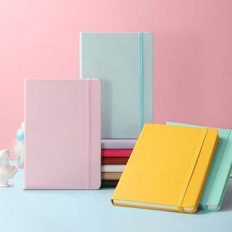 A5 背带笔记本，PU 硬皮，简约设计，厚实的皮感，圆珠笔套装，商务笔记本，会议笔记本，办公笔记本，学生日记本，学生用品，返校，学校用品，记笔记，学习写作，工作簿，办公簿