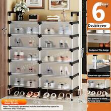 Simple Shoe Rack, Multi-Layer Household Entrance Dust-Proof Shoe Cabinet, Suitable For Rental House, Large Capacity, New Design - White - View 8