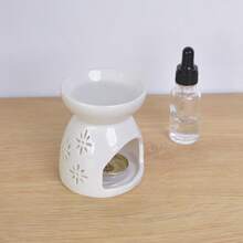 陶瓷茶灯烛台、精油燃烧器、蜡熔炉、香薰机、家居装饰 - 白色 - 查看 4