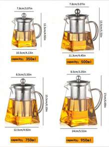 1 Stück dickwandiger hochhitzbeständiger und frostfester Teekanne aus Borosilikatglas, mit 304er Edelstahlfilter, für losen Tee, Kaffee, kochendes Wasser, geeignet für Gasherd & Induktionskochfeld, für Zuhause & Büro, Schulanfang