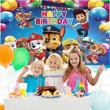 Paw Patrol Authorize 1PC Paw Patrol Cartoon Theme Birthday Party Decoration Hanging Cloth Wall Decoration 210 * 150/150 * 100/100 * 75CM Colorful Balloons Banner Ryder Archie Maomao Tiantian Zhuzhu Puppy Flash Wall Decoration Theme Birthday Party Background Cloth Banner Photo Booth Photo Decoration Background Cloth Studio Live Venue Decoration Party Supplies