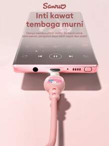Sanrio KUROMI SJ-725 1m Data Cable With Cartoon Pendant, Smart Protection Charging Cable, Portable & Cute Compatible With IPhone 16, 16 Pro Max, 15, 15 Plus, 15 Pro, 15 Pro Max,Compatible With Xiaomi, Compatible With OnePlus Type C