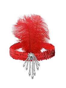 1pc Silver Beads & Sequins Solid Color Elegant Plastic Artificial Feather Sequin Headpiece, Multi-Purpose Hair Accessory Suitable For Masquerade, Mother's Day, Prom, Teacher's Day, All Season Halloween - Multicolor - View 6