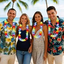 10/20 Pack Rainbow Hawaiian Leis Necklace Colorful Artificial Flower Garland Tropical Flower Lei Floral Hula Dance Garland Decorations For Summer Beach Pool Birthday Wedding Party Decor - Multicolor - View 7