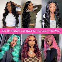 34 Inch 13X6 Lace Front Wigs Human Hair 250% Density Body Wave HD Lace Front Wigs Human Hair Pre Plucked Glueless Wigs Human Hair For Women With Baby Hair - Natural Black - 查看 6