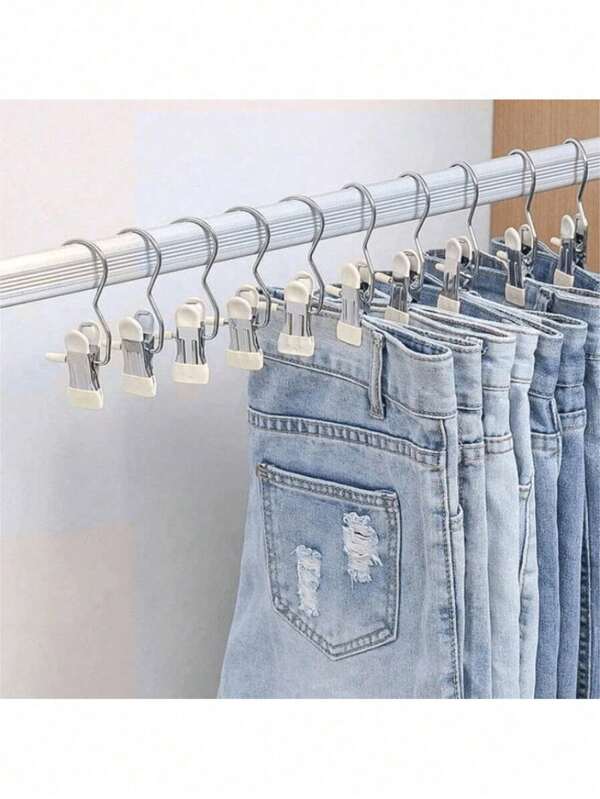 20PCS Of Stainless Steel Clothes Clip, Laundry Clothes Nail With Hook, Portable Hanging Clothes Clip, Wardrobe Organizer, Hanger Halloween Decorations Halloween Costumes Autumn Decor Festival Decor Bedroom, Organizer, Home Storage, White T Shirt Women, Black Pants Women, Ladies Winter Clothes, Dress,