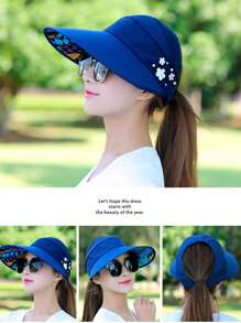 1pc Foldable Wide Brim Sun Hat, Fashionable Korean Style Bucket Hat, Outdoor Sports Sun Protection Hat, Tennis Sun Cap
