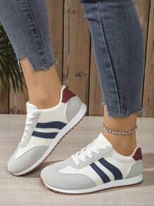 Women's Casual Sports Shoes, Non-Slip Sports Sneakers, New Spring/Summer Lightweight Running Shoes For Students, Popular White, Beige, Red Canvas Shoes, Soft Sole Rope Skipping Shoes, Daily Casual Breathable Athletic Trainers With Shock Absorption, Lightweight Walking Running Sneakers For Women
