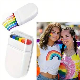 1-pack Rainbow Face Paint Set, Festlig Pride Flag Body Art för fester och festivaler - Lätt att applicera & rengöra, Carnival/Mardi Gras/Masquerade