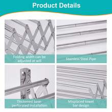 Wäscheständer Wandmontage ausziehbar Wandwäschetrockner Klapptrockner Wäschetrockner Teleskop Edelstahl Wandmontage mit 9 Stangen