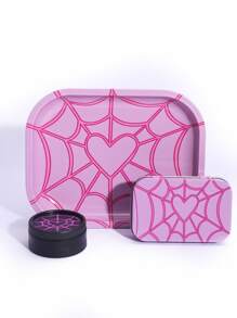 3 Pieces Set, Entry-Level Set With Multiple Prints - Including Metal Rolling Tray, Grinder, And Iron Box, Stylish Design, Perfect Gift For Halloween And Christmas!