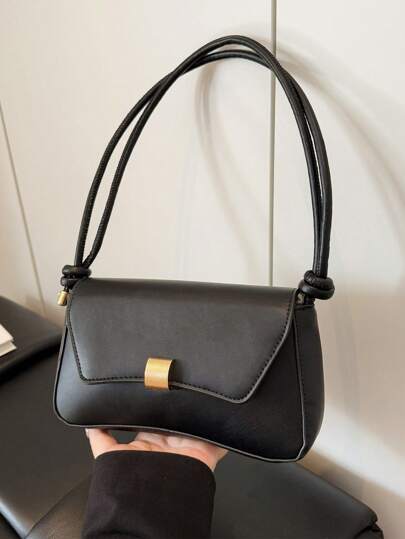 Nuevo bolso de mano cuadrado de unicolor simple de piel sintética PU, bolso de moda de nicho para uso al aire libre, de viaje, de vacaciones, portátil y elegante para ir de la oficina, bolso cruzado ligero y de compras callejeras para mujer