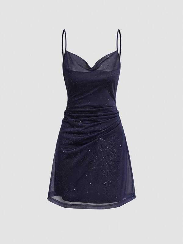 Women's Plunging Neckline Glamorous Elegant Sequin Slip Dress, Party Dress, For Cocktail