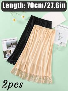 3pcs/1pc Women Waist Slip Dress With Adjustable Elastic Waistband, Anti-Static & Anti-Exposed Lining Skirt Slip Underdress For Daily Wear Fall, Autumn, Halloween