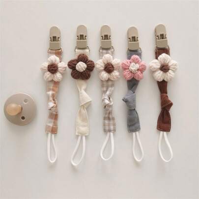 1 قطعة مشبك يدوي مصنوع من قماش مزهر مع مشبك بلاستيكي