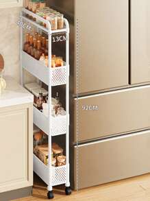 1pc Movable Small Rolling Cart, Narrow Gaps Storage Practical Rack, Multi-Layer Storage Shelves, With 360° Swivel Casters, Suitable For Kitchen/Bathroom/Bedroom/Beside Fridge Storage Rack ,Jewellery Box,Pouch,Makeup Brush Holder,Brush Holder,Perfume Organiser,Pouch Bag