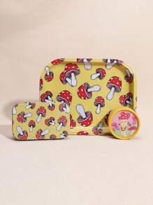 3 Pieces Set, Entry-Level Set With Multiple Prints - Including Metal Rolling Tray, Grinder, And Iron Box, Stylish Design, Perfect Gift For Halloween And Christmas!