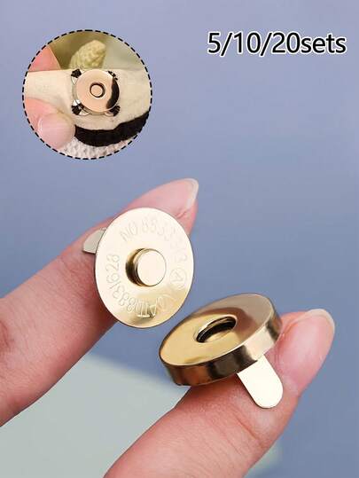 Golden-Tone Strong Magnetic Snap Buttons, 18mm Invisible Fasteners For Bags & Crafts, Magnet Closure With Secure Hold,Diy Bag Accessories, Wallet Magnet Buckle, Circular Seamless Suction Buckle, Canvas Bag Buckle, Suitable For Tote Bags, Canvas Bags, Mother's Day Gifts