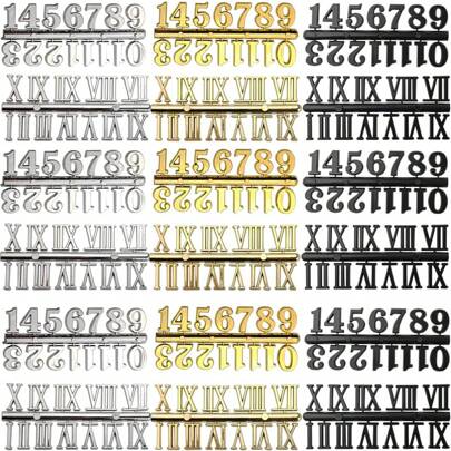 18 Sets Of Clock Digital Kits Including Arabic And Roman Numerals DIY Digital Clock Numbers For Designing Replacement And Repair Clock Accessories (Gold, Silver, Black) Room Decor Alarm Clock Bedroom Decor Dormitory Decor Back To School Home Decor
