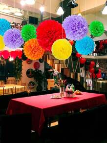 10/20/30pcs, Holiday Decorative Paper Flower Balls, Pompoms, Colorful Artificial Flowers, Wedding Party Backdrop Decor Props, Linkable And Hanging Fake Flowers
