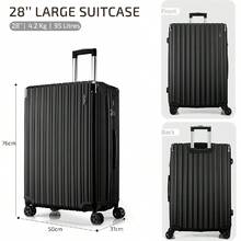 Large Suitcase Hard Shell | Aluminum Telescopic Handle | TSA 3 Digit Combination Lock | 4 Dual Spinner Wheels | Lightweight Suitcase Large. (Black, Large 28") - Black - View 3