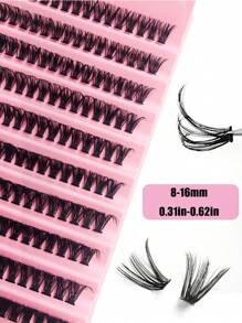 Asiteo 200 pezzi di ciglia finte individuali a grappolo effetto volume D, estensioni ciglia fai da te, lunghezza 8-16mm, naturali e morbide, effetto morbido e vaporoso, set strumenti per trucco occhi adatti per la bellezza e i viaggi