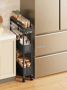 1pc Movable Small Rolling Cart, Narrow Gaps Storage Practical Rack, Multi-Layer Storage Shelves, With 360° Swivel Casters, Suitable For Kitchen/Bathroom/Bedroom/Beside Fridge Storage Rack ,Jewellery Box,Pouch,Makeup Brush Holder,Brush Holder,Perfume Organiser,Pouch Bag