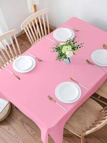 5 件塑料桌布，适用于长方形桌子的一次性桌布，粉色桌布，适用于圣诞派对、生日派对、婚礼 - 粉色 - 查看 5