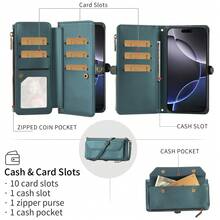 1 chiếc ốp lưng điện thoại bằng da đa năng với khe đựng thẻ, dây đeo chéo và ví, tương thích với Apple 17 Pro Max / Galaxy A16 - Màu xanh lá cây đậm - Xem 2