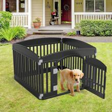 Black Foldable Pet Playpen For Dogs & Cats – Indoor/Outdoor Use, 4/6 Panels With Door, Bite-Proof & Safe Plastic, Secure Play Space For Small/Medium Pets