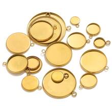 10pcs Stainless Steel 6-30mm Round Bottom Bracket Pendant Can Be Set With Gemstones DIY Necklace Bracelet Jewelry Accessories Making - Pendant - View 4