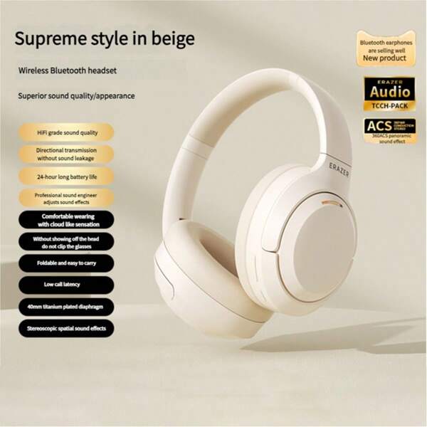 Lenovo Auriculares inalámbricos Bluetooth ERAZER L7 para teléfono/tableta, tipo diadema con cancelación de ruido para música/juegos/deporte, portátil