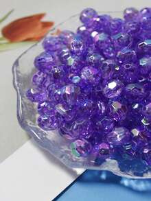 200 件彩虹色亚克力珠，8 毫米刻面圆形宝石珠，透明 AB 白色工艺珠，适用于 DIY 手链、项链、珠宝制作