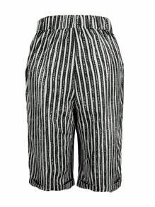 Women's Fashionable Summer Striped Print Drawstring Pocket Casual Shorts