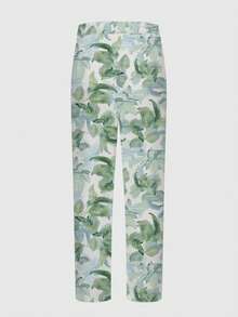 女士休闲松紧腰休闲裤 - 时尚印花宽松长裤，带口袋，四季皆宜，舒适时尚，适合日常穿着