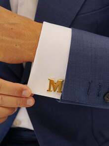 1PC 26 English Alphabet Initial Letter Cufflinks For Men Gold Color Stainless Steel Cufflink Fashion Men's Jewelry Christmas Jewelry