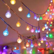 1 PACK 10/20/40/80 Guirlandes lumineuses à boules de cristal à LED alimentées par batterie, lumières de fée intérieures étanches, boules suspendues pour chambre, jardin, arbre, camping, mariage, fête et décoration
