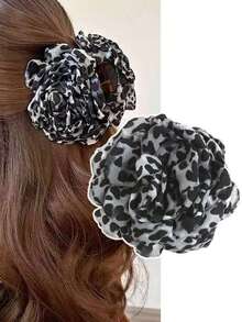 1个浪漫仙女大号布艺玫瑰发爪，法式扭辫发型造型器，发爪，发夹配饰，适合女性日常佩戴、各种造型、沙滩装、派对、舞蹈等场合，是送给女孩和女士的礼物，波西米亚风情人节发夹，发卡，发夹，发夹，发抓夹，发爪夹，秋冬季女士度假造型发饰，女士花朵发夹 - 彩色 - 查看 27