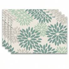A Set Of 4/6pcs Spring And Summer Placemats Designed With Colorful Spring Flower Patterns, Woven From 100% Polyester Fiber, Machine Washable Polyester Placemats With Multiple Color Patterns To Choose From, Heat-Resistant, Stain Resistant, Waterproof, Easy To Clean, Suitable For Coffee Table Decoration, Holiday Party Decoration, Table Protection, Kitchen And Living Room Decoration