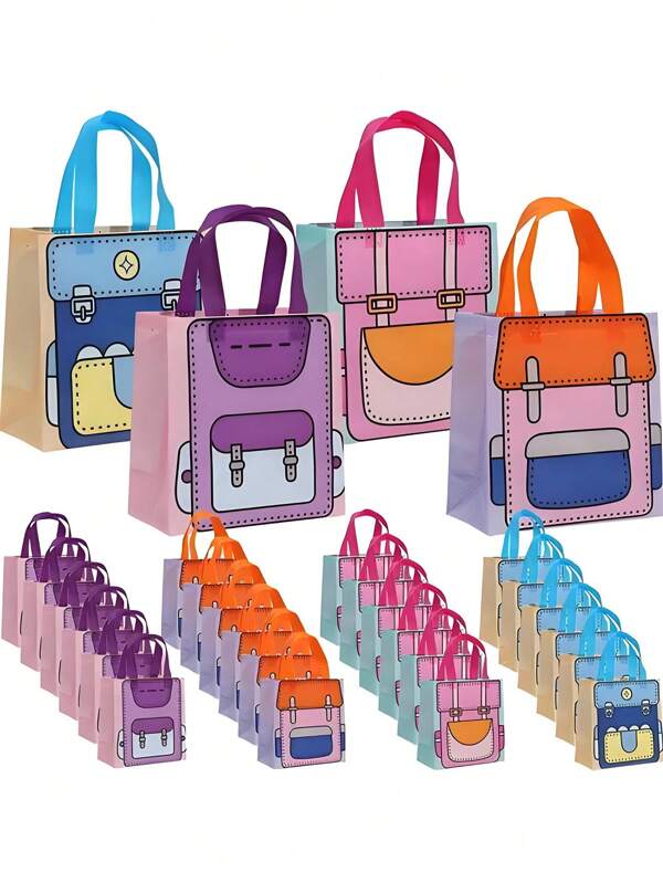 4/8pcs Cartoon Backpack Non-Woven Gift Bags Cute Party Favor Bags With Handles Reusable Birthday Goodie Bag, Suitable For Storage, Goodies Bag,Birthday, Theme Party