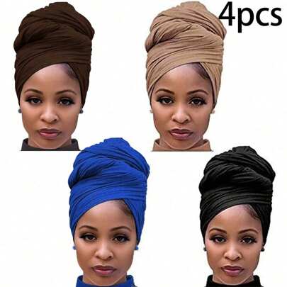 4 pezzi di turbante donna tinta unita - copricapo di moda multifunzionale senza tesa per uso casual all'aperto, con design anti-polvere, isolamento termico e capacità di convertirsi in sciarpa-stola
