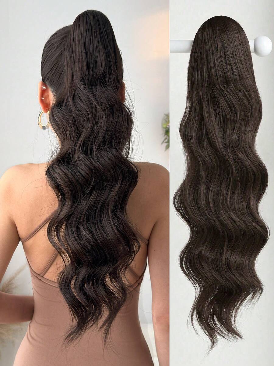 Extensiones de cabello sintético ondulado de 24 pulgadas de largo con pinza, aptas para mujeres, niñas, fiestas y uso diario